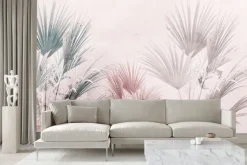 Fototapeta: Liście drzew palm na jasnym tle