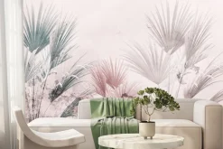 Fototapeta: Liście drzew palm na jasnym tle