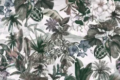 Fototapeta: Liście i kwiaty w retro dżungli