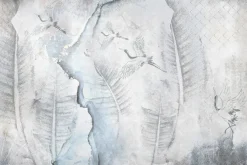 Fototapeta: Liście i żurawie na betonowej ścianie