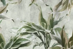 Fototapeta: Liście kwiatów na betonowej ścianie