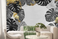 Fototapeta: Liście monstery z elementami złota