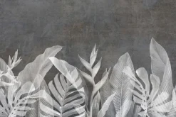 Fototapeta: Liście na imitacji betonu