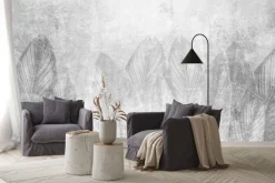 Fototapeta: Liście na szarym betonie