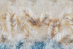 Fototapeta: Liście palm na niebiesko-brązowym tle