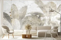 Fototapeta: Liście palm na betonowym murze