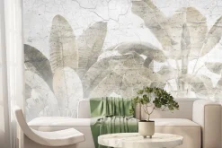 Fototapeta: Liście palm na betonowym murze