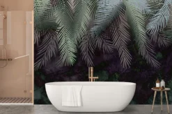 Fototapeta: Liście palm na ciemnym tle