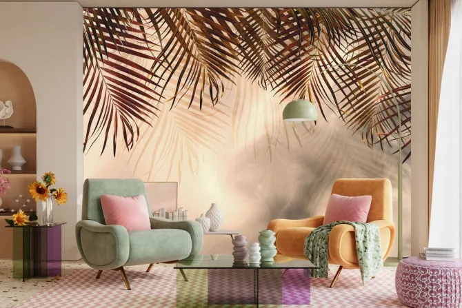 Fototapeta: Liście palmowe abstrakcyjne tło botaniczne