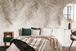 Fototapeta: Liście palmy zwisające z góry w odcieniach brązu