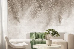 Fototapeta: Liście palmy zwisające z góry w odcieniach brązu