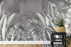 Fototapeta: Liście tropikalne w szarościach