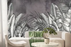 Fototapeta: Liście tropikalne w szarościach