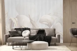 Fototapeta: Liście tropikalne na tle z jasnymi pasami i teksturą w eleganckim