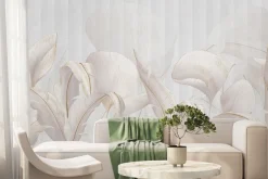 Fototapeta: Liście tropikalne na tle z jasnymi pasami i teksturą w eleganckim