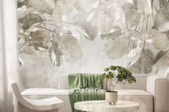 Fototapeta: Liście w beżowym kolorze na postarzanym tle