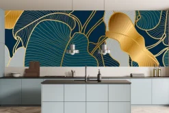 Fototapeta: Liście w stylu art deco ze złotawymi elementami