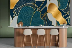 Fototapeta: Liście w stylu art deco ze złotawymi elementami