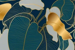 Fototapeta: Liście w stylu art deco ze złotawymi elementami