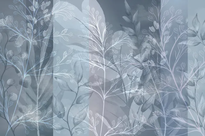 Fototapeta: Liście w szarym i niebieskim kolorze