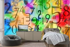 Fototapeta: Liczby na kolorowym tle w stylu akwareli