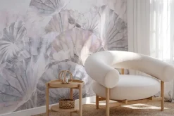 Fototapeta: Lilie wodne i liście w pastelowych barwach