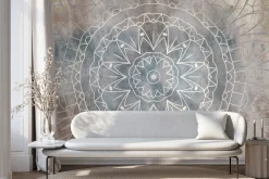 Fototapeta: Linie tworzące mandale na niebieskim tle