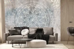 Fototapeta: Linie tworzące mandale na niebieskim tle