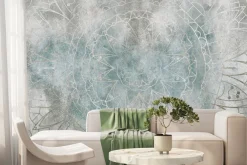 Fototapeta: Linie tworzące mandale na niebieskim tle