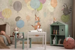 Fototapeta: Lis i zając trzymający balony