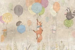 Fototapeta: Lis i zając trzymający balony