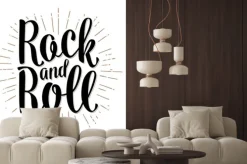 Fototapeta: Litery rock and roll z promieniami. wektor vintage