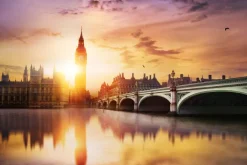 Fototapeta: Londyn o zachodzie słońca z widokiem na big ben