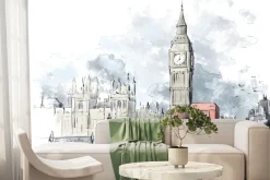 Fototapeta: Londyn z big benem i czerwonymi autobusami