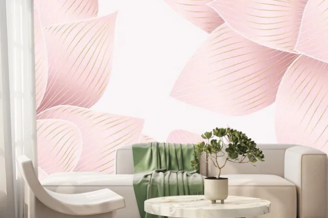 Fototapeta: Luxurious background design with golden lotus. lotus flowers