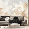 Fototapeta: Luxury art background with flowers lilies hand drawn in gold