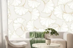 Fototapeta: Luxury gold ginkgo background design vector.