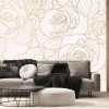 Fototapeta: Luxury golden rose flower line art background vector. natural