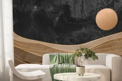 Fototapeta: Luxury landscape black and white art background with mountains