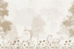 Fototapeta: Magiczny las z jednorożcami i kwiatami