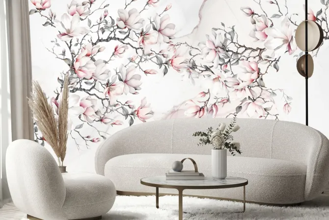 Fototapeta: Magnolia biało różowe kwiaty