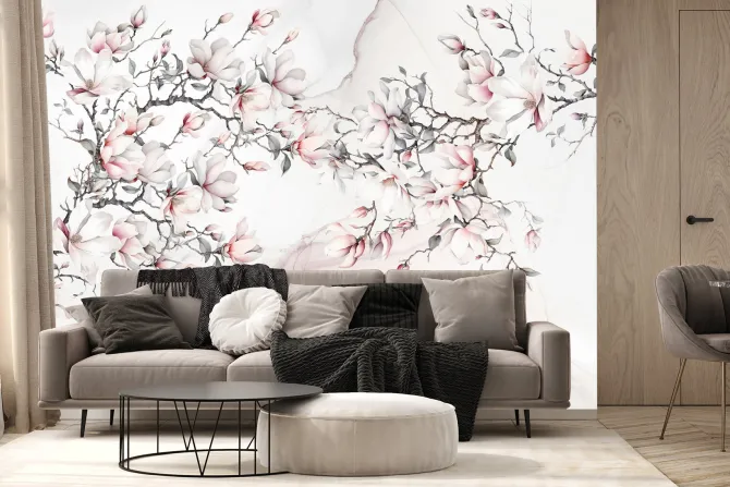 Fototapeta: Magnolia biało różowe kwiaty