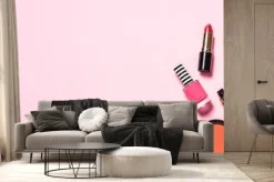 Fototapeta: Makeup professional cosmetics on pink background.