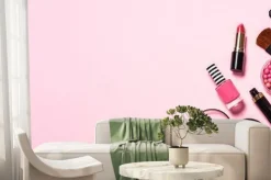 Fototapeta: Makeup professional cosmetics on pink background.