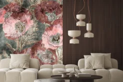 Fototapeta: Maki w stylu malarskim na postarzanym tle