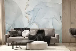 Fototapeta: Malarska abstrakcja w odcieniach szarości i błękitu