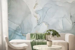 Fototapeta: Malarska abstrakcja w odcieniach szarości i błękitu