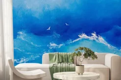 Fototapeta: Malarstwo morskie. fale i mewy na płótnie obraz olejny na tle