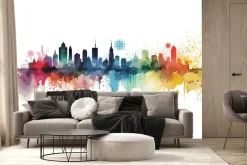 Fototapeta: Malowana akwarela miasta z budynkami