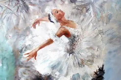 Fototapeta: Malowana farbą baletnica w białej sukni